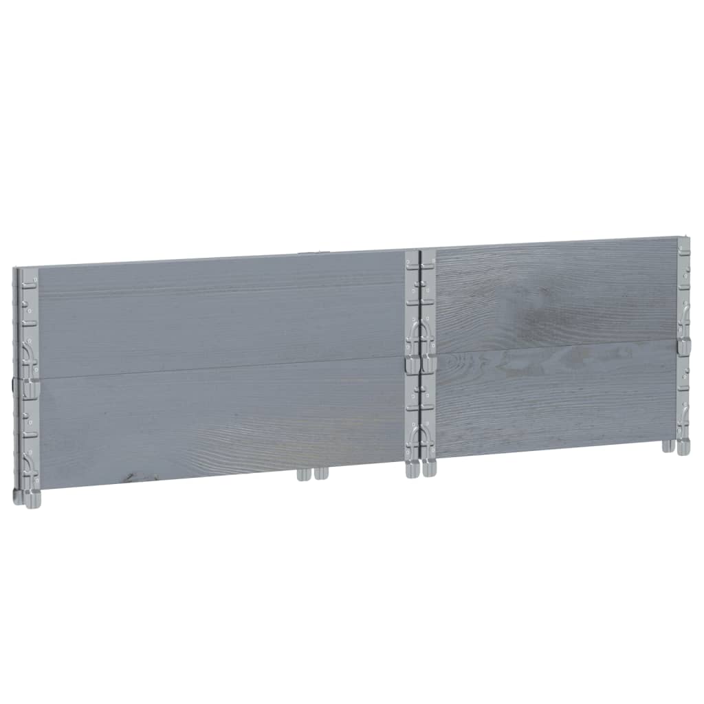 Κολάρα Παλέτας 2 τεμ. Γκρι 80 x 60 εκ. από Μασίφ Ξύλο Πεύκου