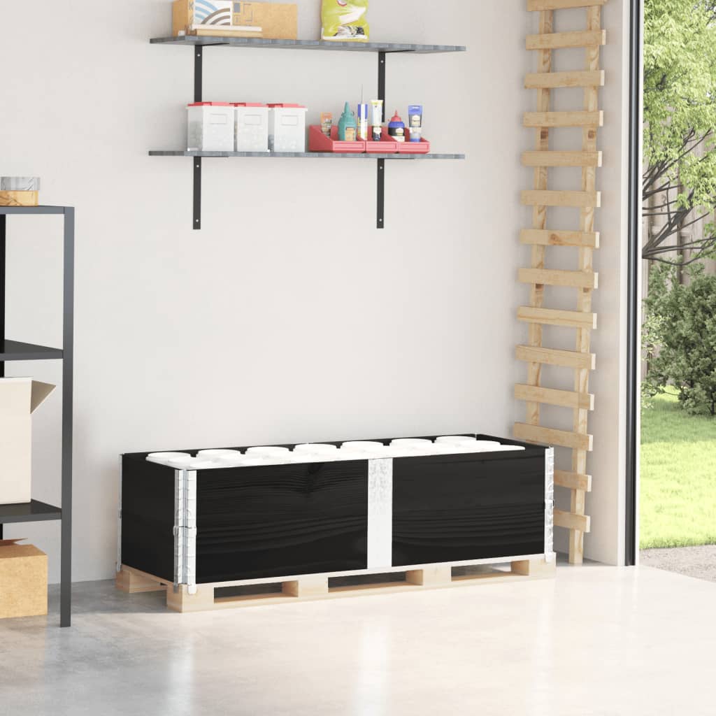 Κολάρα Παλέτας 2 τεμ. Μαύρο 150x50 εκ. από Μασίφ Ξύλο Πεύκου - Pakobazaar