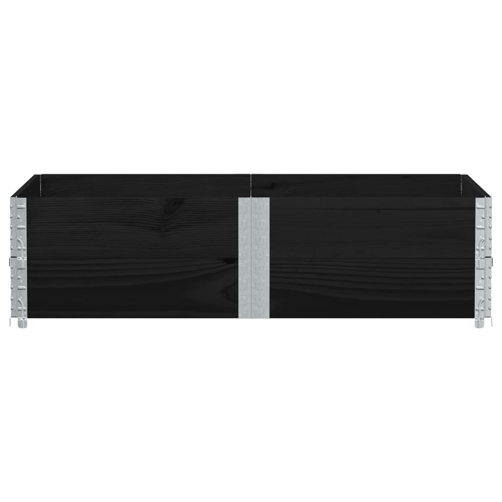 Κολάρα Παλέτας 2 τεμ. Μαύρο 150x100 εκ. από Μασίφ Ξύλο Πεύκου