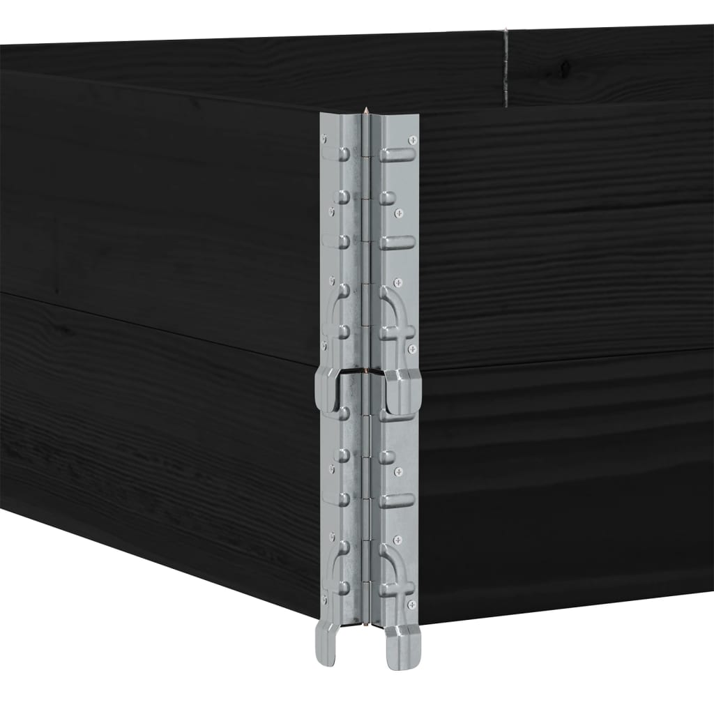 Κολάρα Παλέτας 2 τεμ. Μαύρο 150x100 εκ. από Μασίφ Ξύλο Πεύκου