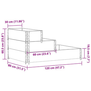 Ζαρντινιέρα Υπερ. 3 Επιπέδων Μαύρη 120x80 εκ. Μασίφ Ξύλο Πεύκου
