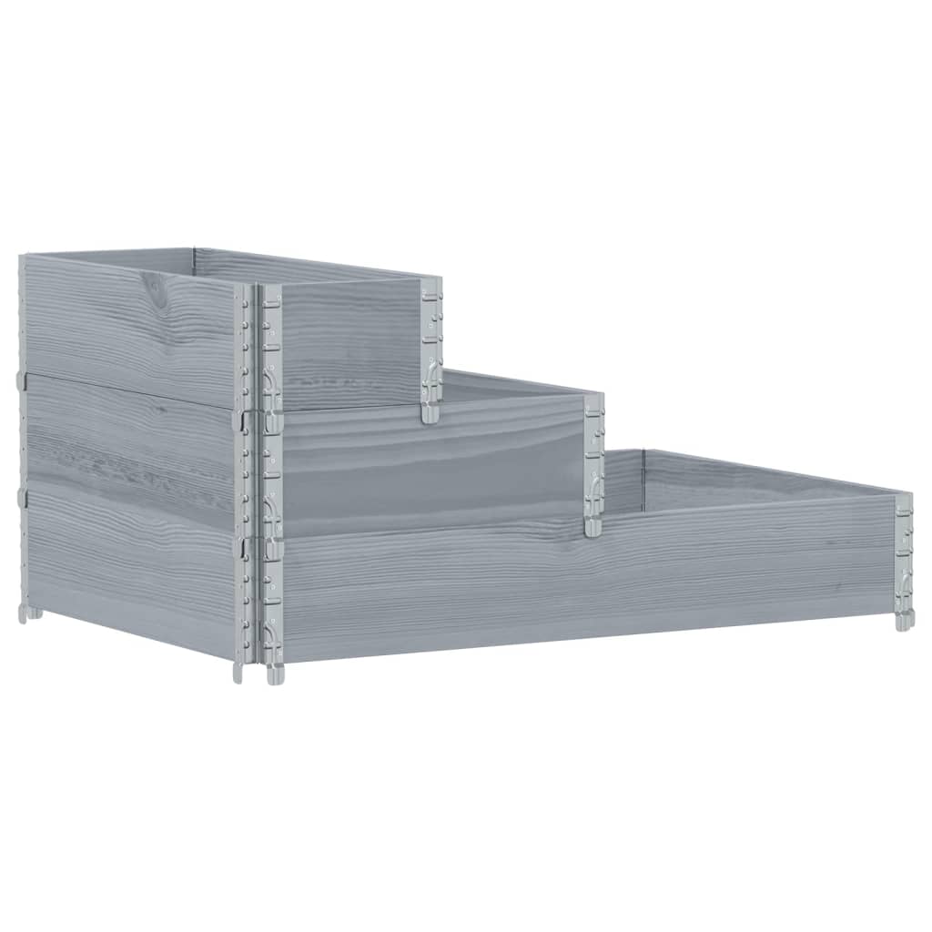 Ζαρντινιέρα Υπερ. 3 Επιπέδων Γκρι 120x80 εκ. Μασίφ Ξύλο Πεύκου