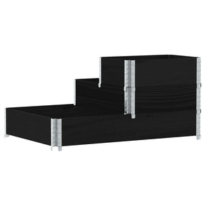 Ζαρντινιέρα Υπερ. 3 Επιπέδων Μαύρη 120x80 εκ. Μασίφ Ξύλο Πεύκου