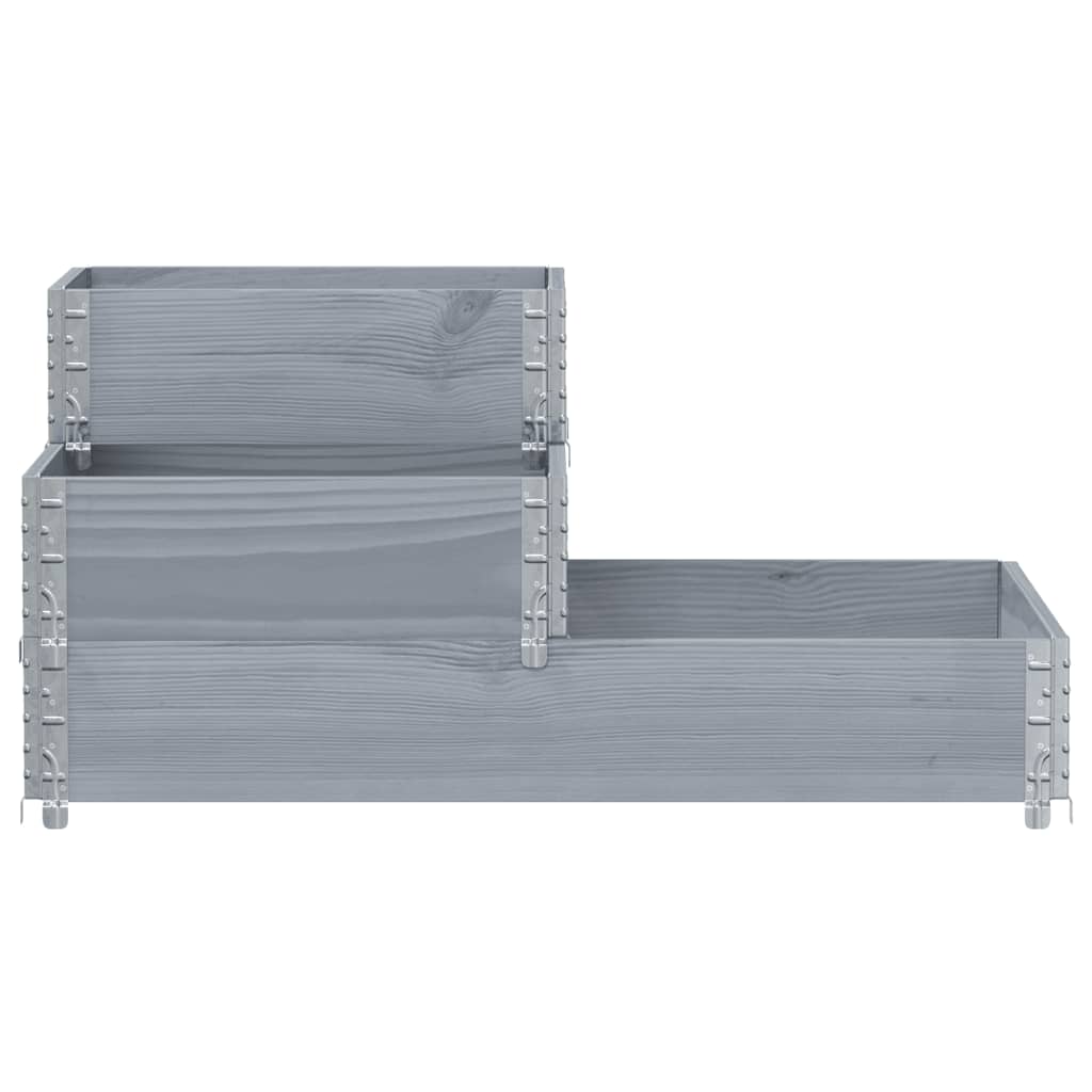 Ζαρντινιέρα Υπερ. 3 Επιπέδων Γκρι 120x80 εκ. Μασίφ Ξύλο Πεύκου