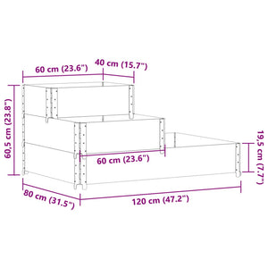 Ζαρντινιέρα Υπερ. 3 Επιπέδων Γκρι 120x80 εκ. Μασίφ Ξύλο Πεύκου