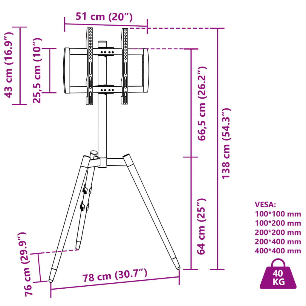 Βάση Τηλεόρασης Τρίποδο για 37-65Ιν Max VESA 400x400χιλ. 40κ. - Pakobazaar