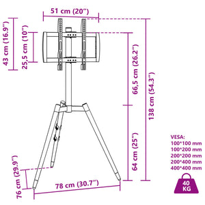 Βάση Τηλεόρασης Τρίποδο για 37-65Ιν Max VESA 400x400χιλ. 40κ. - Pakobazaar