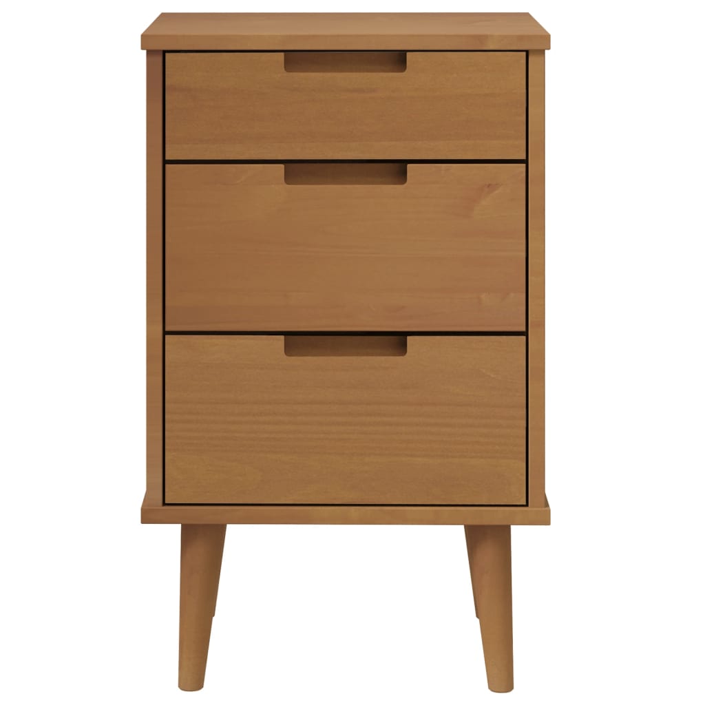 Κομοδίνο MOLDE Καφέ 40 x 35 x 65 εκ. από Μασίφ Ξύλο Πεύκου - Pakobazaar