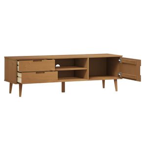 Έπιπλο Τηλεόρασης MOLDE Καφέ 158x40x49 εκ. Μασίφ Ξύλο Πεύκου - Pakobazaar
