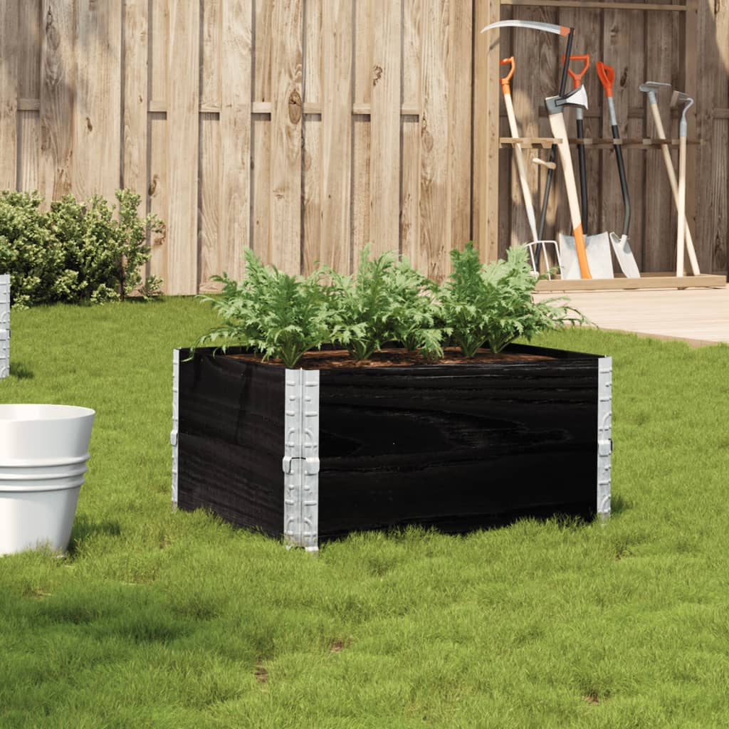 Ζαρντινιέρα Κήπου Μαύρη 80x60 εκ. από Μασίφ Ξύλο Πεύκου - Pakobazaar