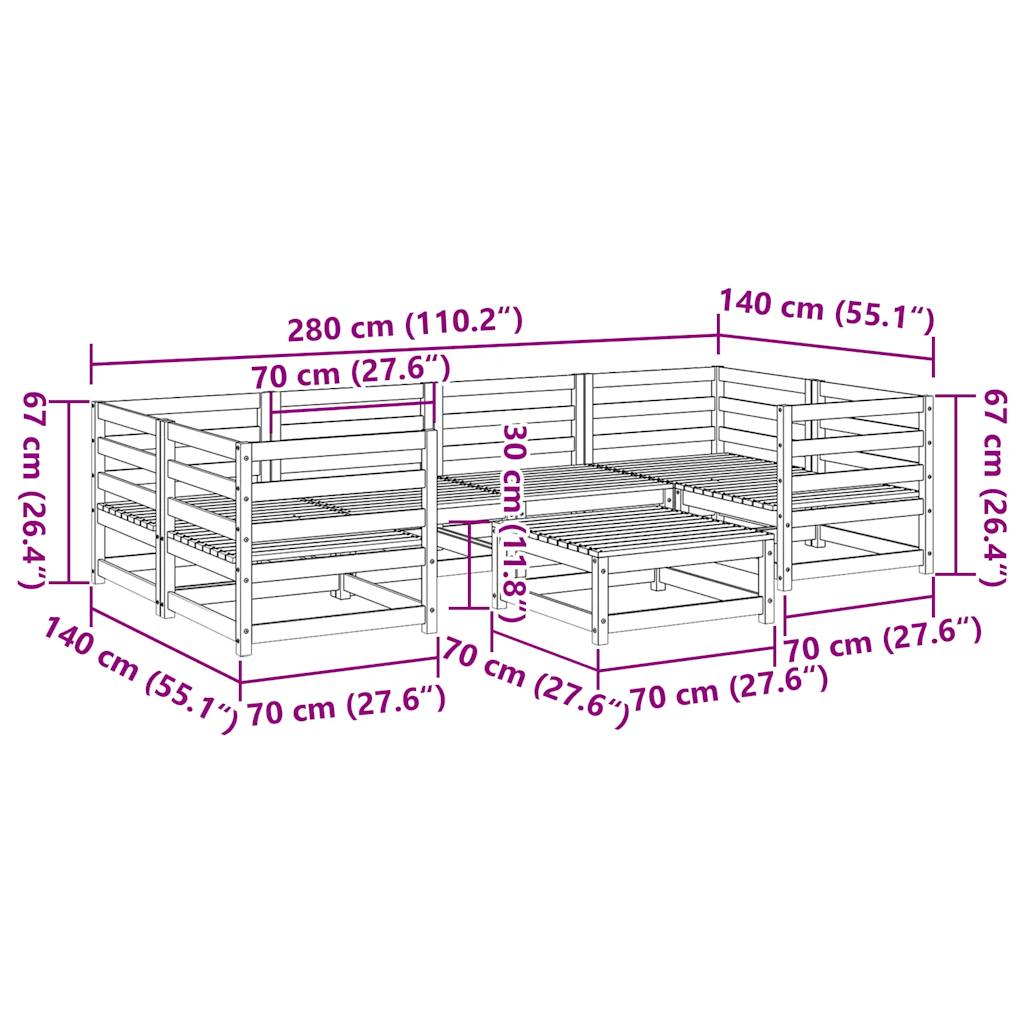 Καναπές Κήπου Σετ 7 Τεμαχίων από Μασίφ Ψευδοτσούγκα Ελάτης - Pakobazaar