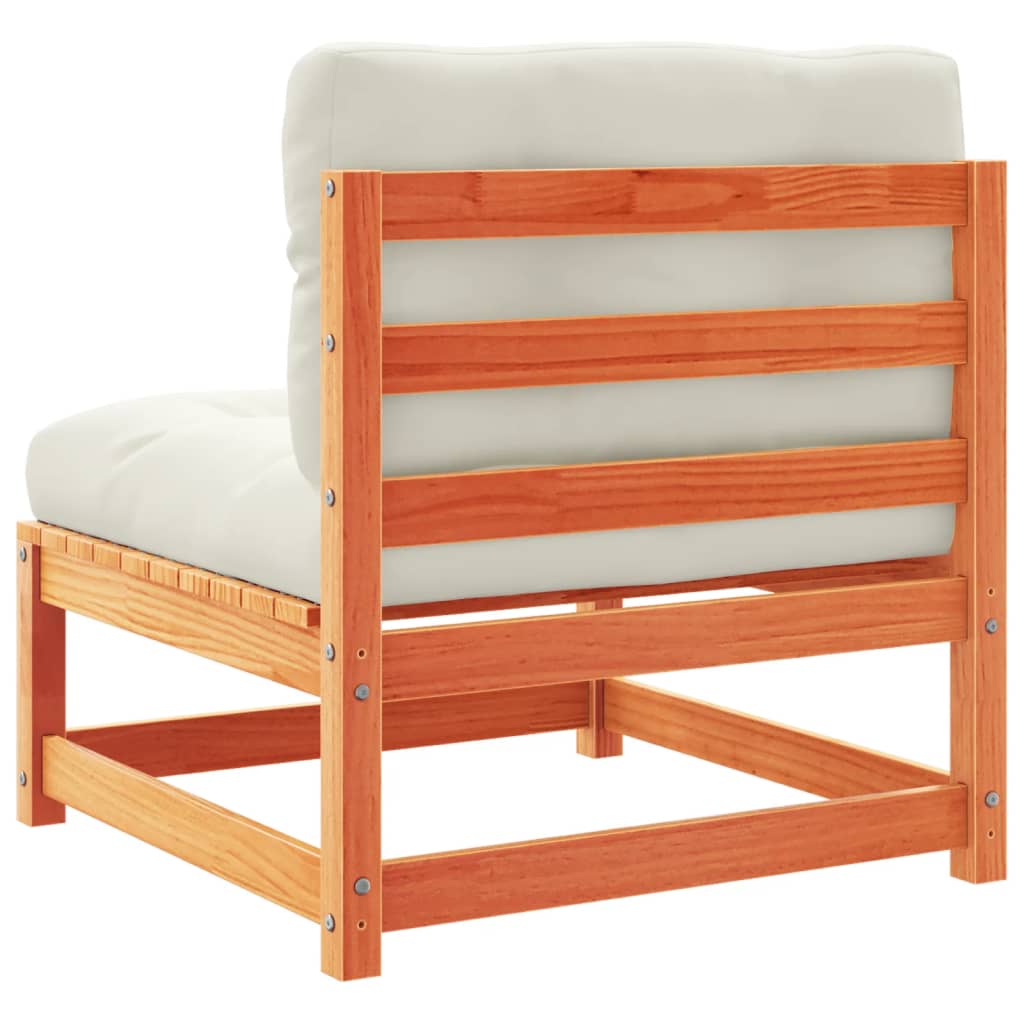 Καναπές Κήπου Σετ 7 τεμ. Καφέ Μασίφ Ξύλο Πεύκου με Μαξιλάρια