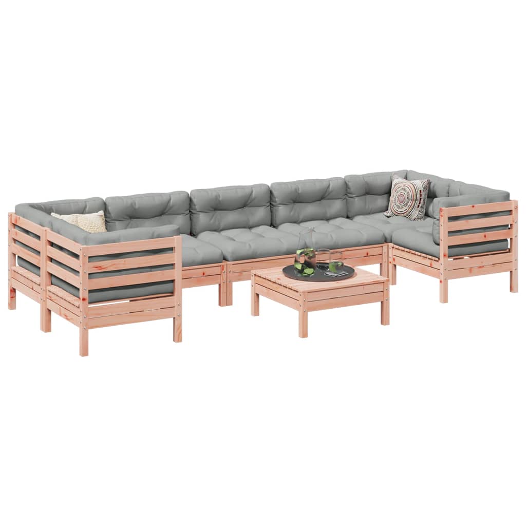 Καναπές Κήπου Σετ 8 Τεμ. Μασίφ Ψευδοτσούγκα Ελάτης Μαξιλάρια - Pakobazaar