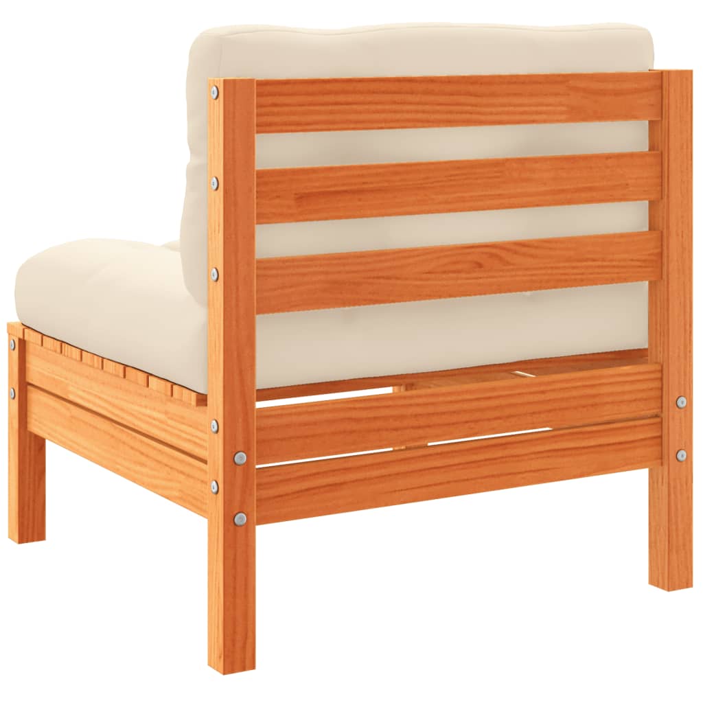 Καναπές Κήπου Σετ 9 τεμ. Καφέ Μασίφ Ξύλο Πεύκου με Μαξιλάρια