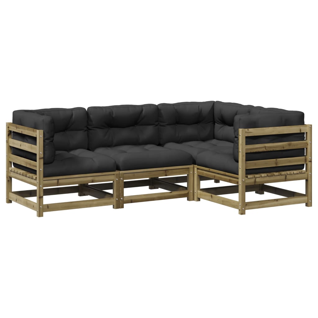 Καναπές Κήπου Σετ 4 τεμ. με Μαξιλάρια Εμποτισμένο Ξύλο Πεύκου