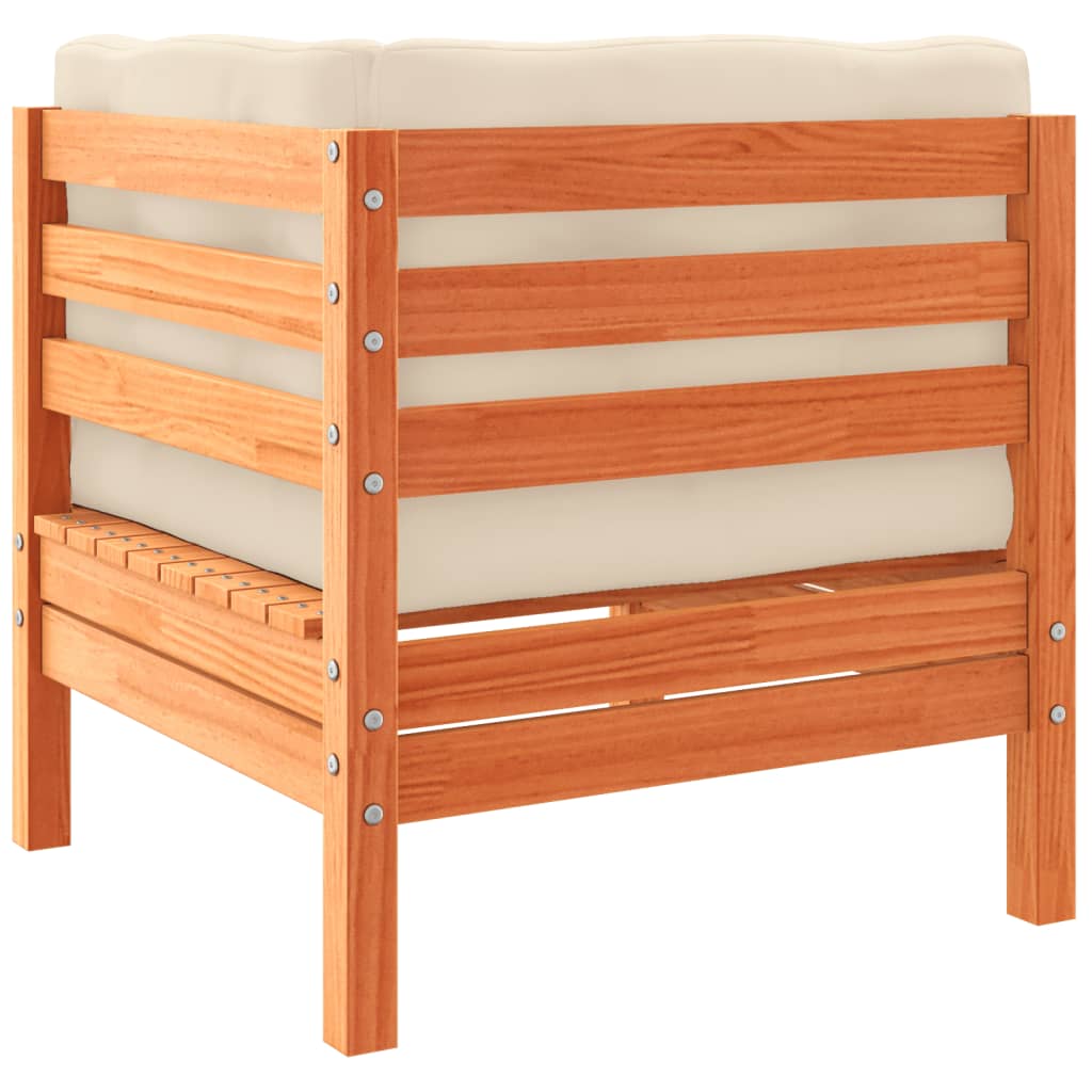 Σαλόνι Κήπου Σετ 5 Τεμαχίων Καφέ Μασίφ Ξύλο Πεύκου με Μαξιλάρια