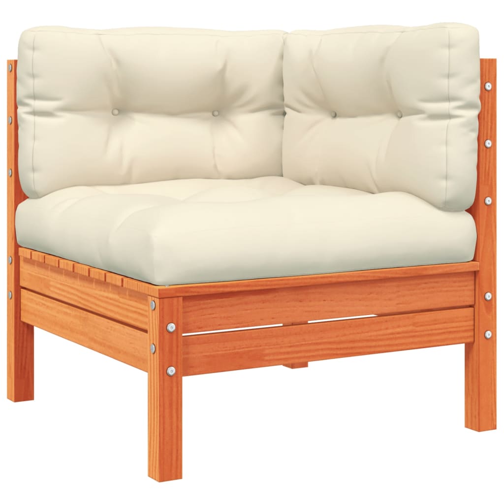 Σαλόνι Κήπου Σετ 5 Τεμαχίων Καφέ Μασίφ Ξύλο Πεύκου με Μαξιλάρια