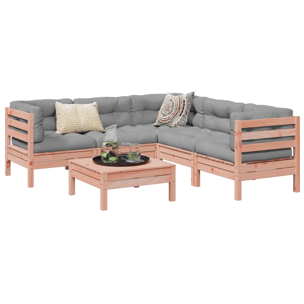 Καναπές Κήπου Σετ 6 Τεμ. Μασίφ Ψευδοτσούγκα Ελάτης Μαξιλάρια - Pakobazaar