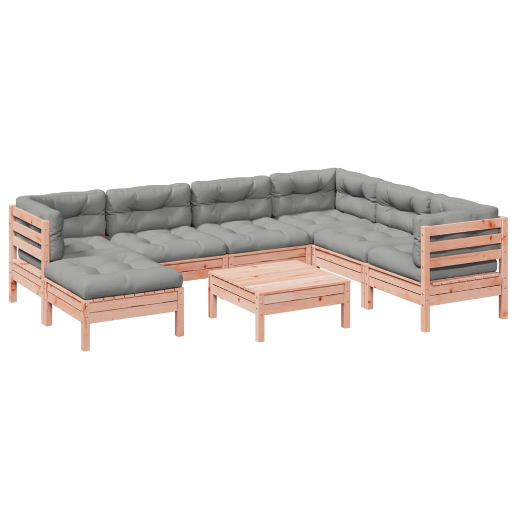 Καναπές Κήπου Σετ 8 Τεμ. Μασίφ Ψευδοτσούγκα Ελάτης Μαξιλάρια - Pakobazaar