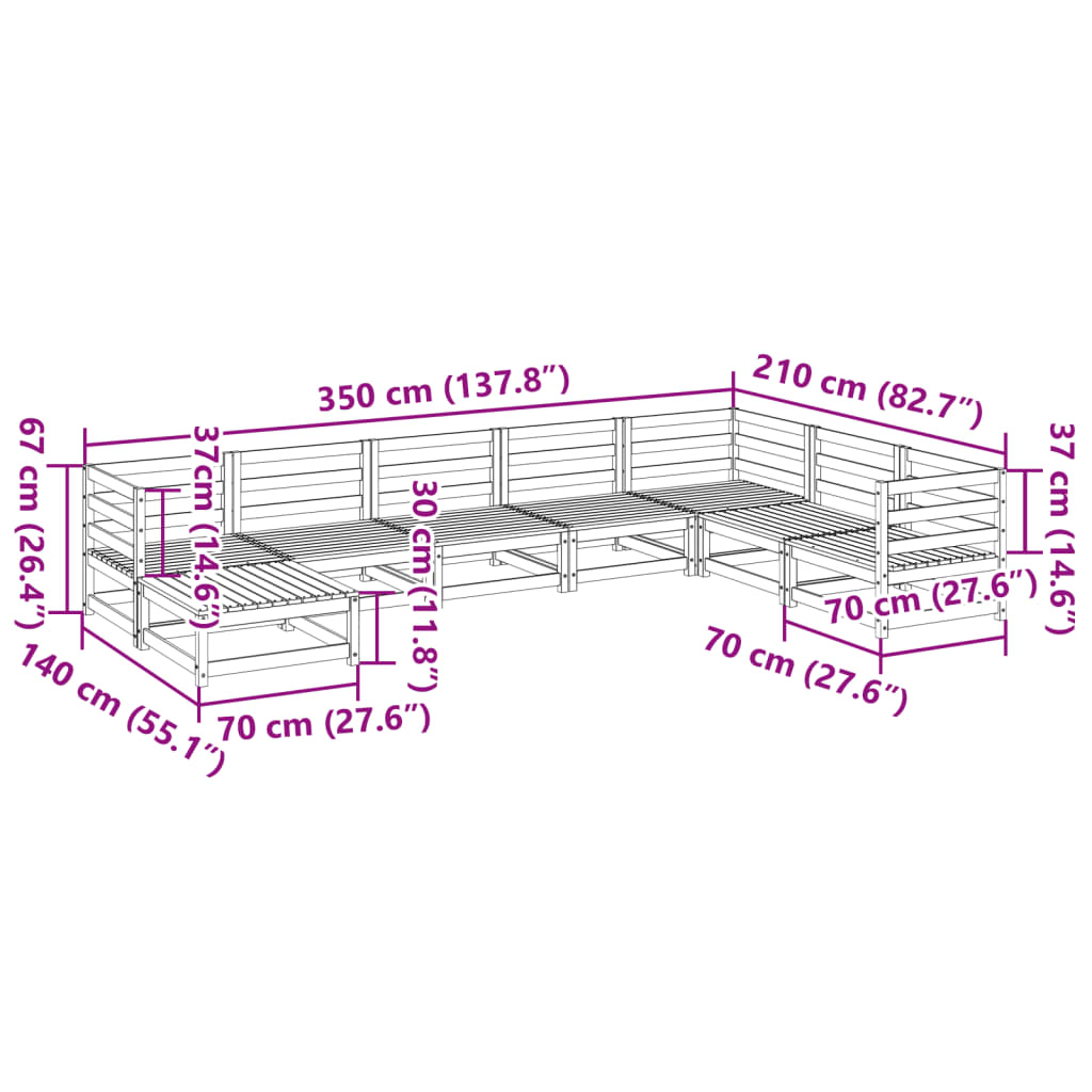 Σαλόνι Κήπου Σετ 8 Τεμαχίων από Εμποτισμένο Ξύλο Πεύκου - Pakobazaar