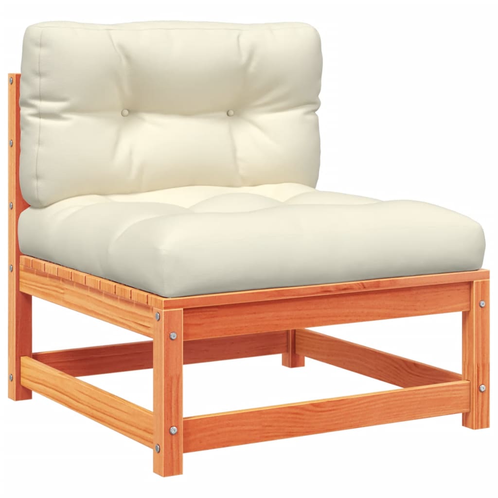 Καναπές Κήπου Σετ 9 τεμ. Καφέ Μασίφ Ξύλο Πεύκου με Μαξιλάρια