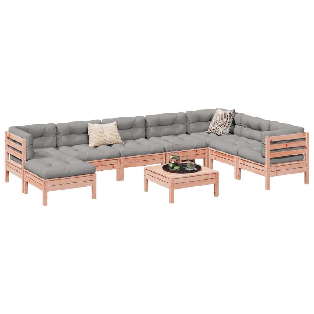 Καναπές Κήπου Σετ 9 Τεμ. Μασίφ Ψευδοτσούγκα Ελάτης Μαξιλάρια - Pakobazaar