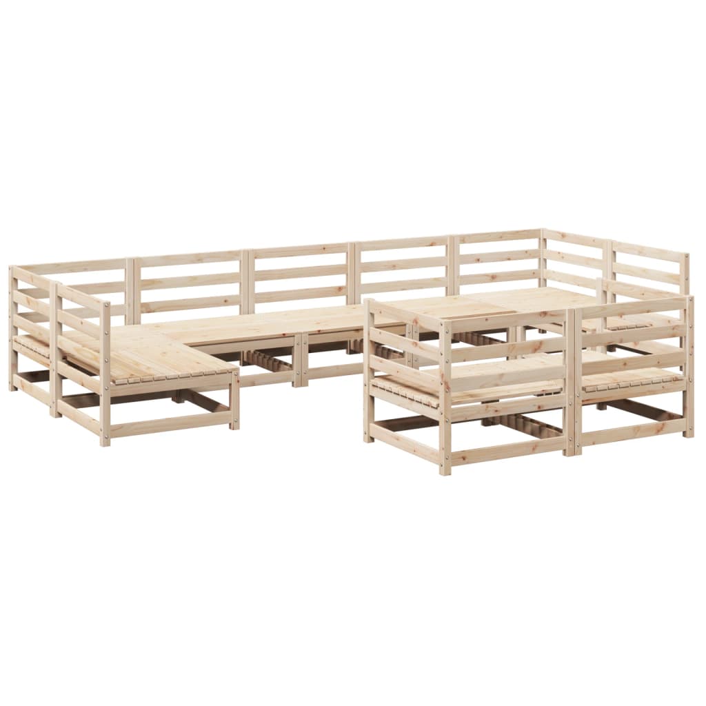 Καναπές Κήπου Σετ 9 Τεμαχίων από Μασίφ Ξύλο Πεύκου - Pakobazaar