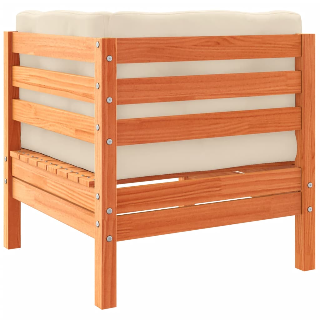 Καναπές Κήπου Σετ 9 τεμ. Καφέ Μασίφ Ξύλο Πεύκου με Μαξιλάρια