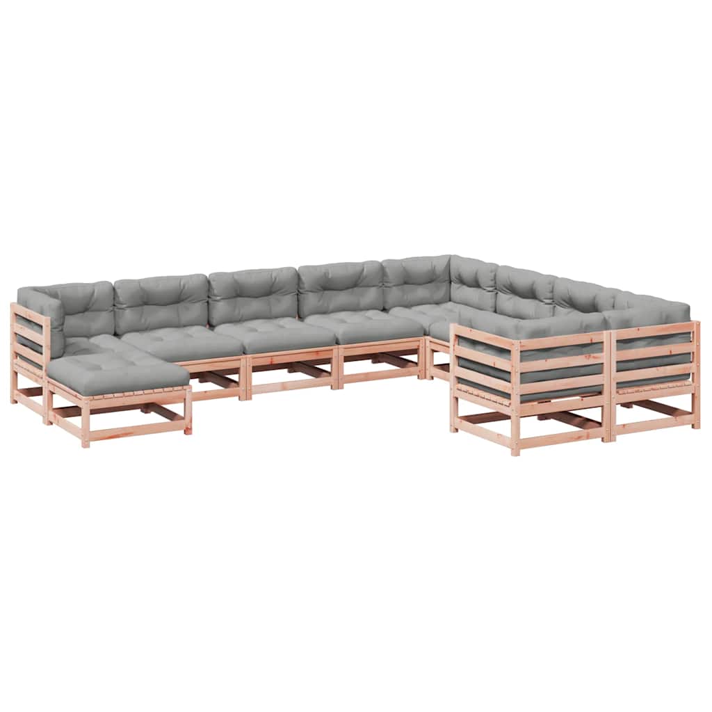 Καναπές Κήπου Σετ 10 Τεμ. Μασίφ Ψευδοτσούγκα Ελάτης Μαξιλάρια - Pakobazaar