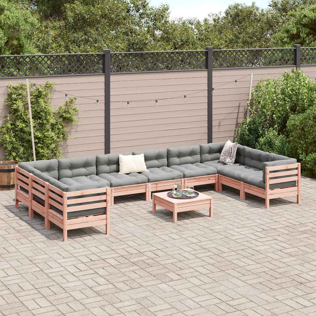 Καναπές Κήπου Σετ 11 Τεμ. Μασίφ Ψευδοτσούγκα Ελάτης Μαξιλάρια