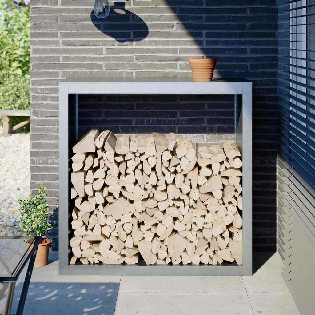 Ράφι Καυσόξυλων 100x40x100 εκ. Γαλβανιζέ Ατσάλι - Pakobazaar