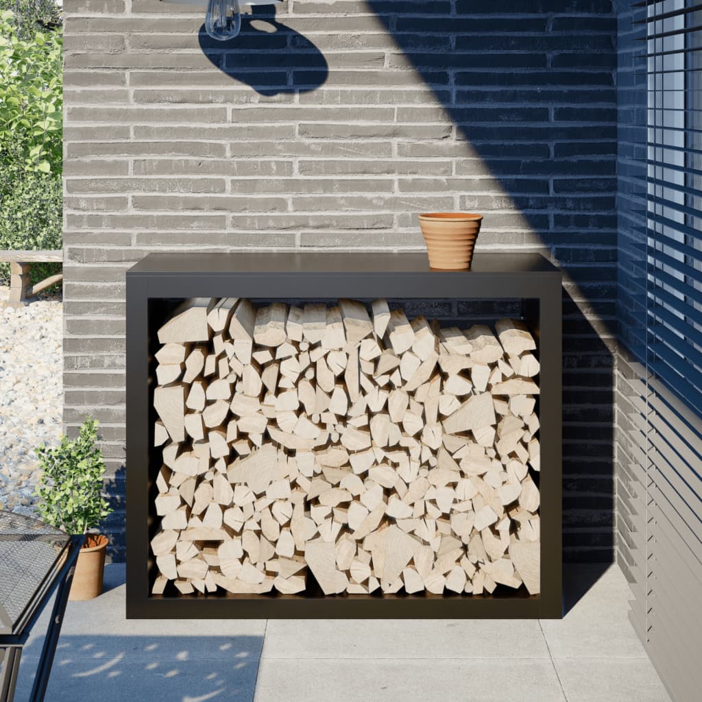 Ράφι Καυσόξυλων Μαύρο 100x40x80 εκ. Ατσάλινο - Pakobazaar