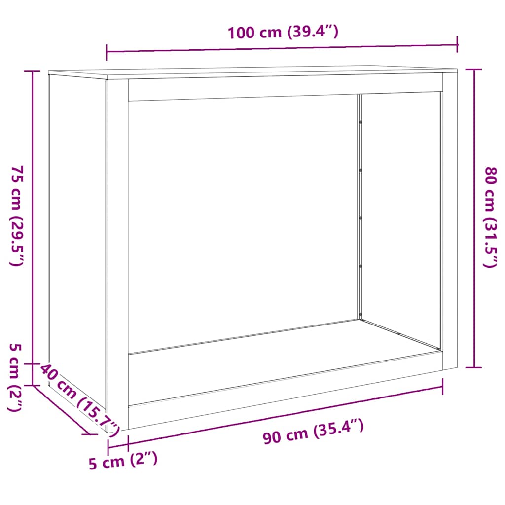 Ράφι για καυσόξυλα  100x40x80 cm Ατσάλι σκληρυθέν στον αέρα - Pakobazaar