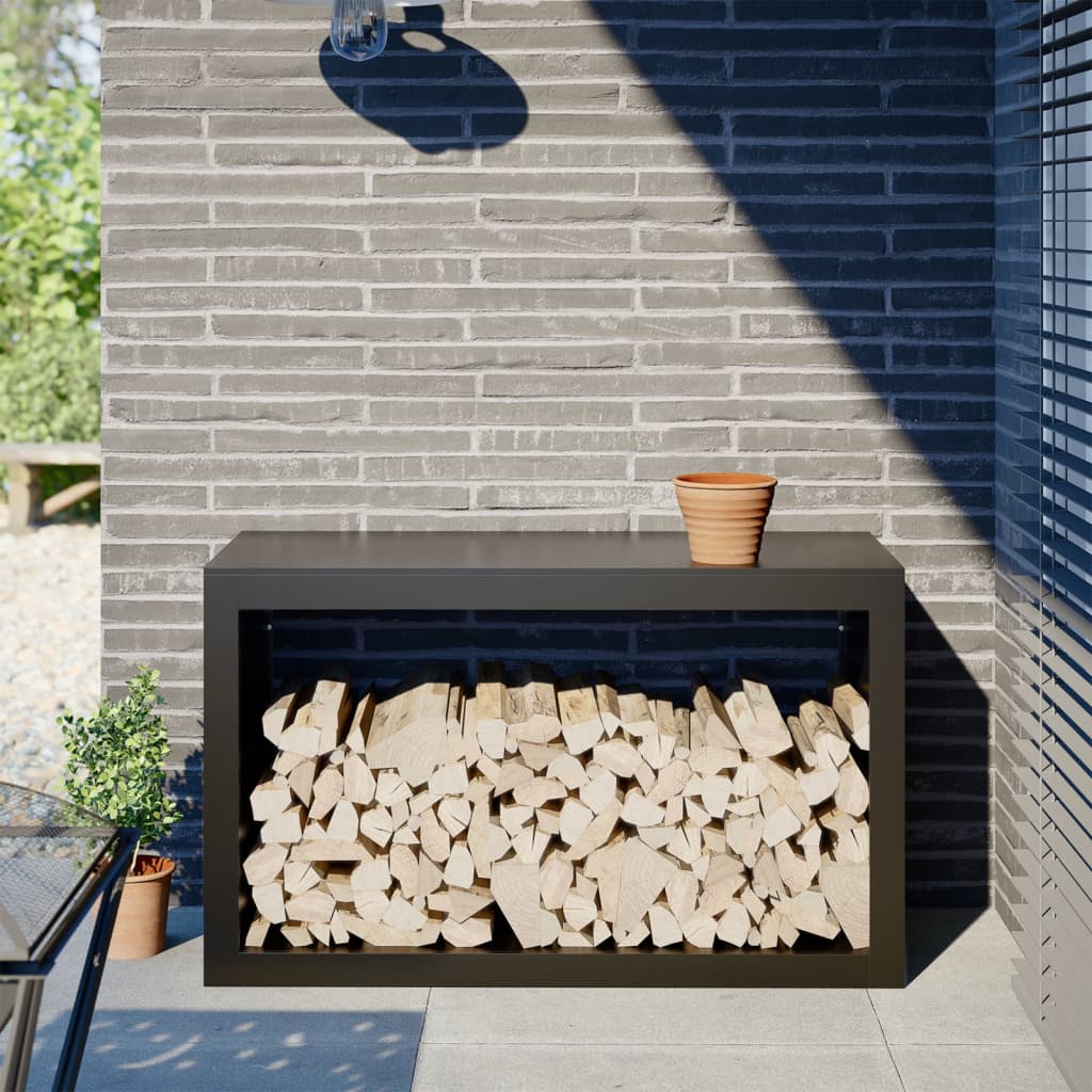 Ράφι Καυσόξυλων Μαύρο 100x40x60 εκ. Ατσάλινο - Pakobazaar