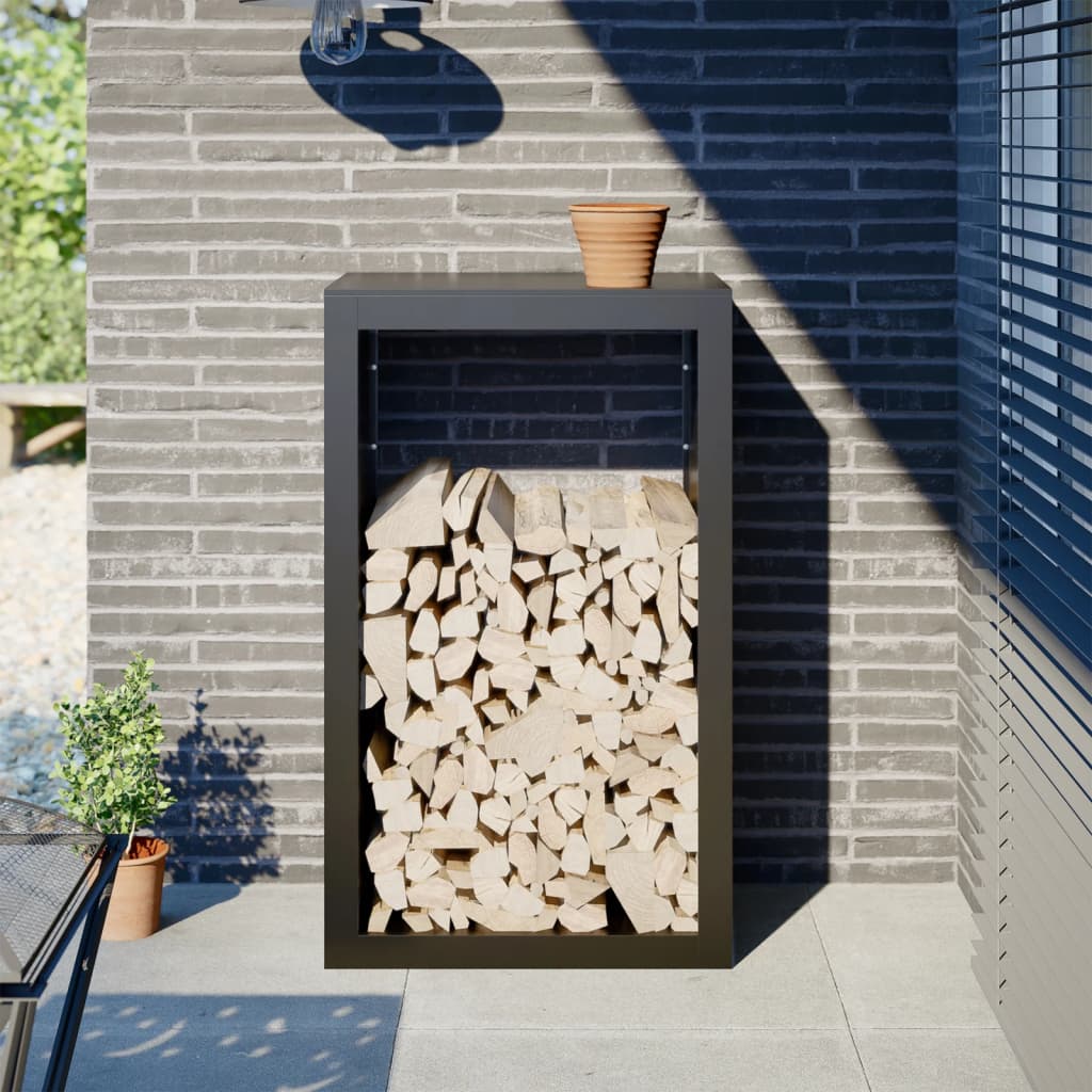 Ράφι Καυσόξυλων Μαύρο 60x40x100 εκ. Ατσάλινο - Pakobazaar