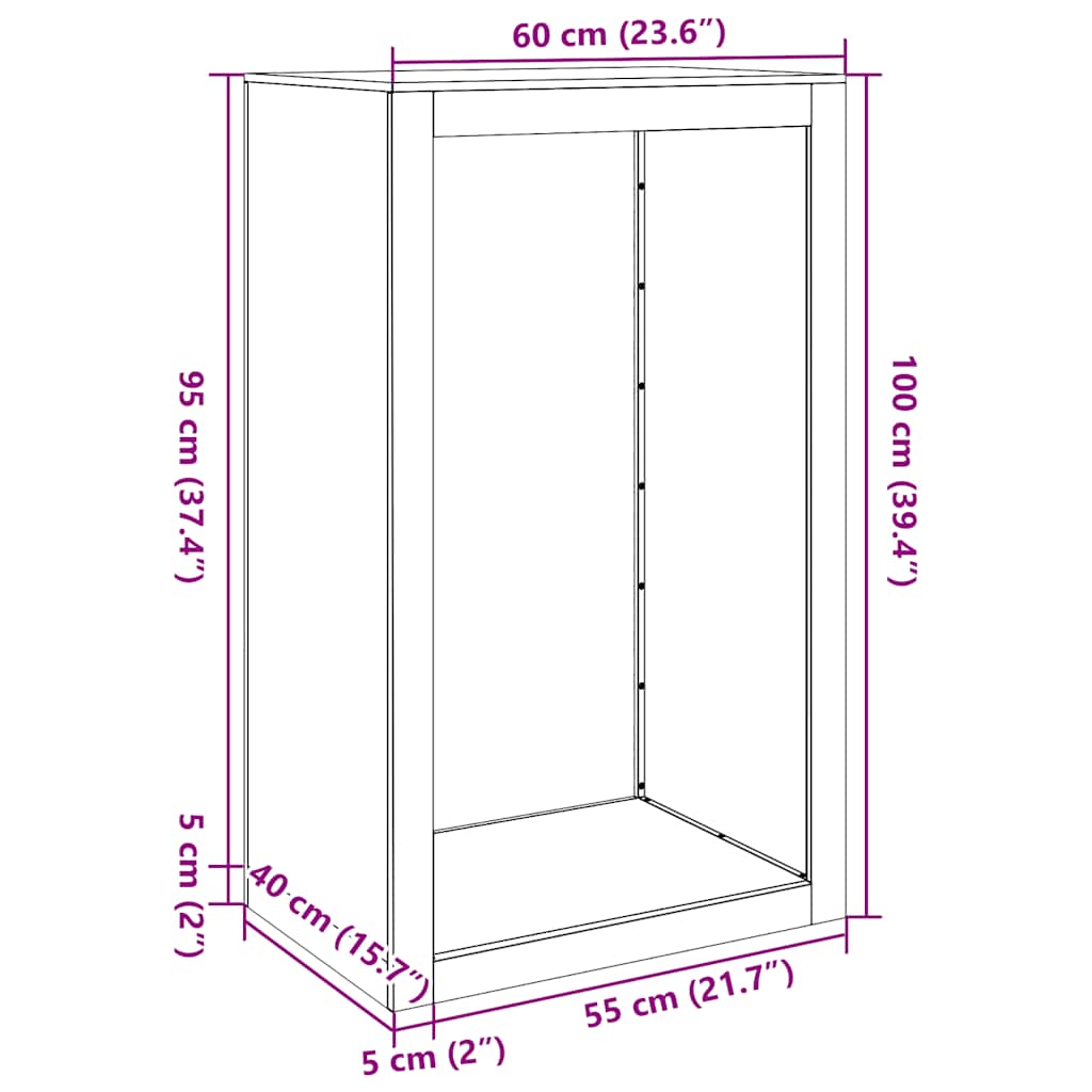 Ράφι Καυσόξυλων 60x40x100 εκ. Γαλβανιζέ Ατσάλι
