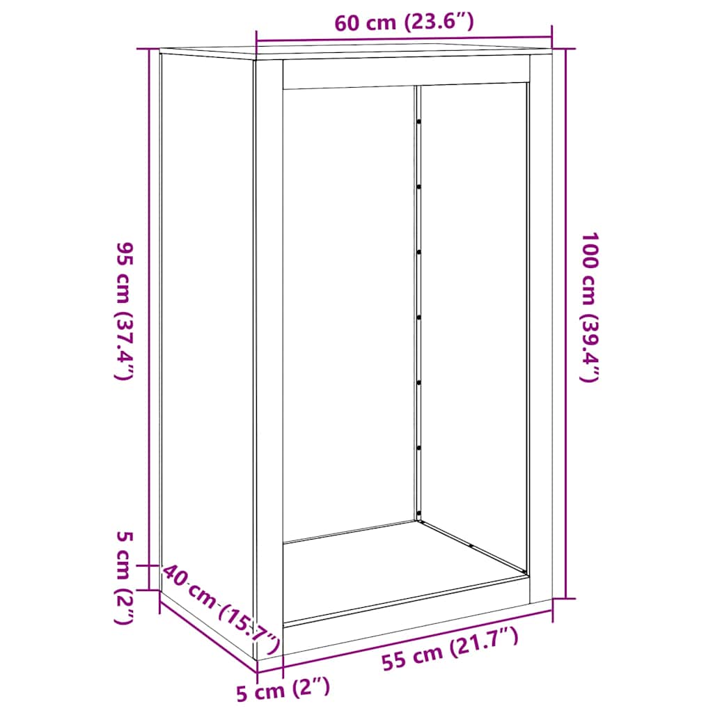 Ράφι για καυσόξυλα  60x40x100 cm Ατσάλι σκληρυθέν στον αέρα - Pakobazaar