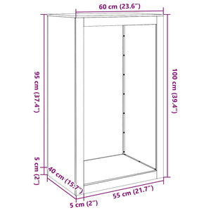 Ράφι για καυσόξυλα  60x40x100 cm Ατσάλι σκληρυθέν στον αέρα - Pakobazaar