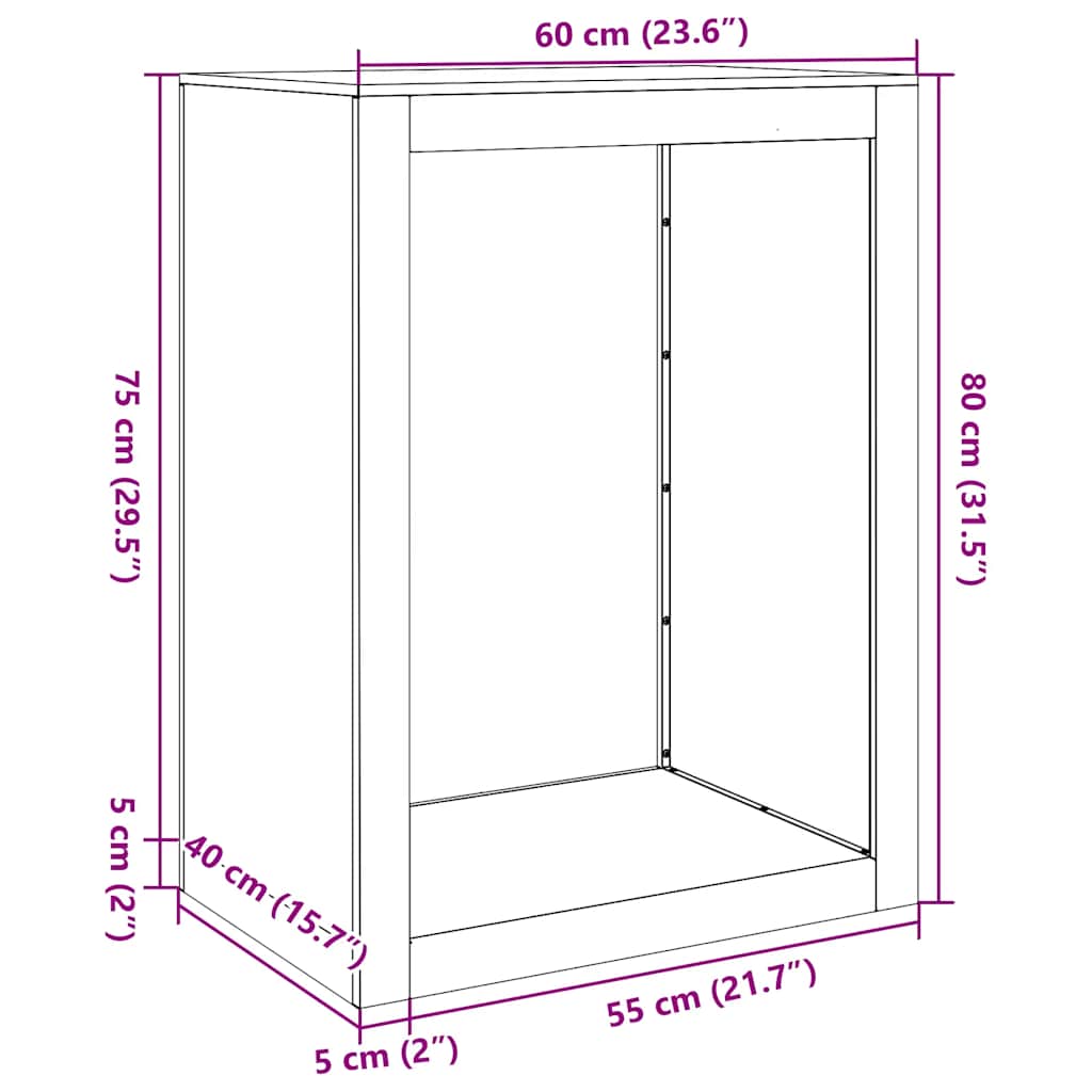 Ράφι Καυσόξυλων 60x40x80 εκ. Γαλβανιζέ Ατσάλι