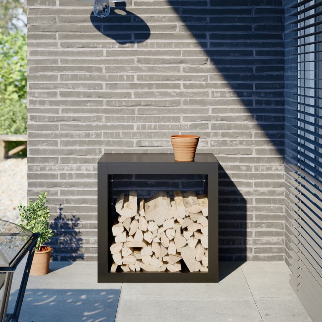 Ράφι Καυσόξυλων Μαύρο 60x40x60 εκ. Ατσάλινο - Pakobazaar