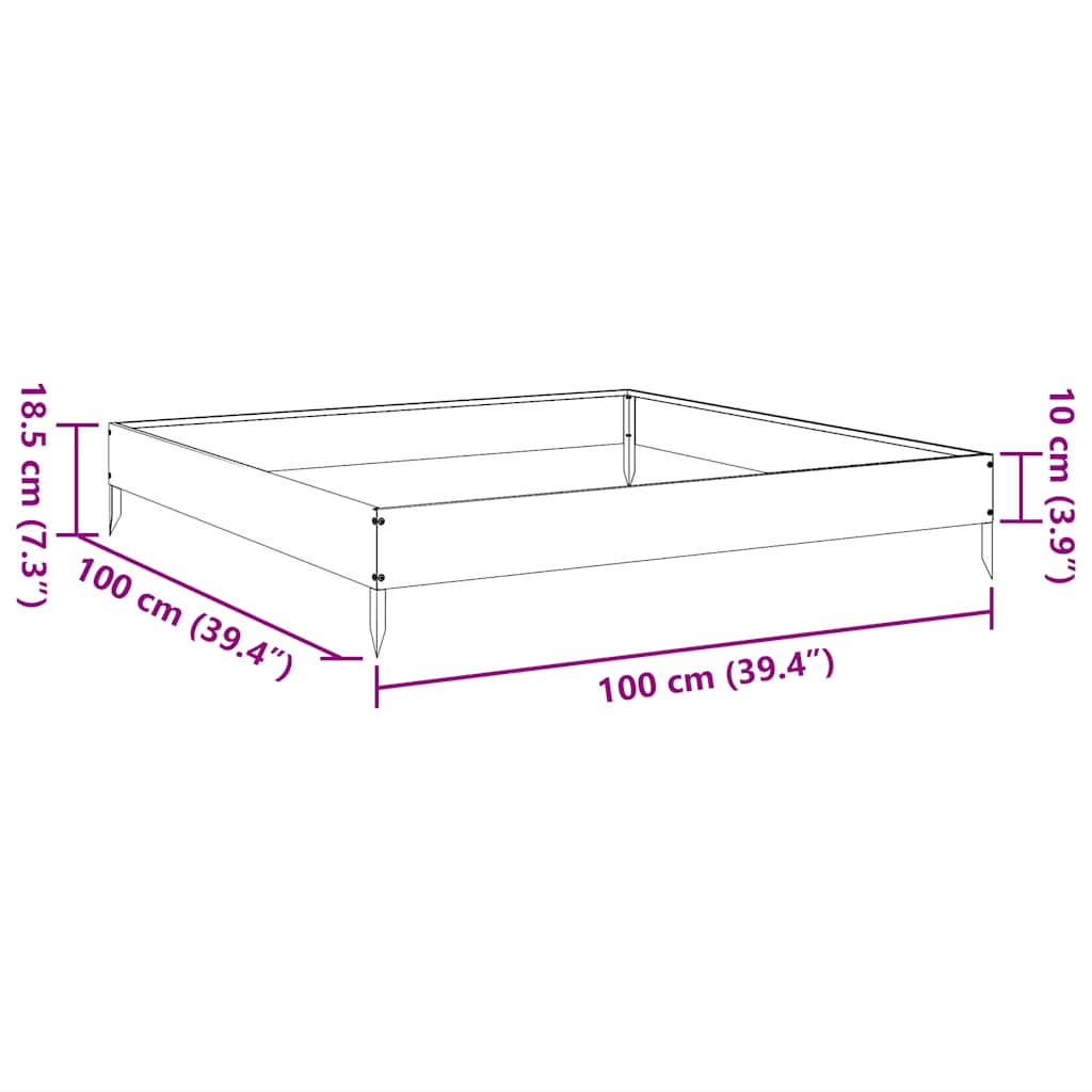 Ζαρντινιέρα Υπερυψωμένη 100x100x18,5 εκ. Γαλβανισμένο Χάλυβα