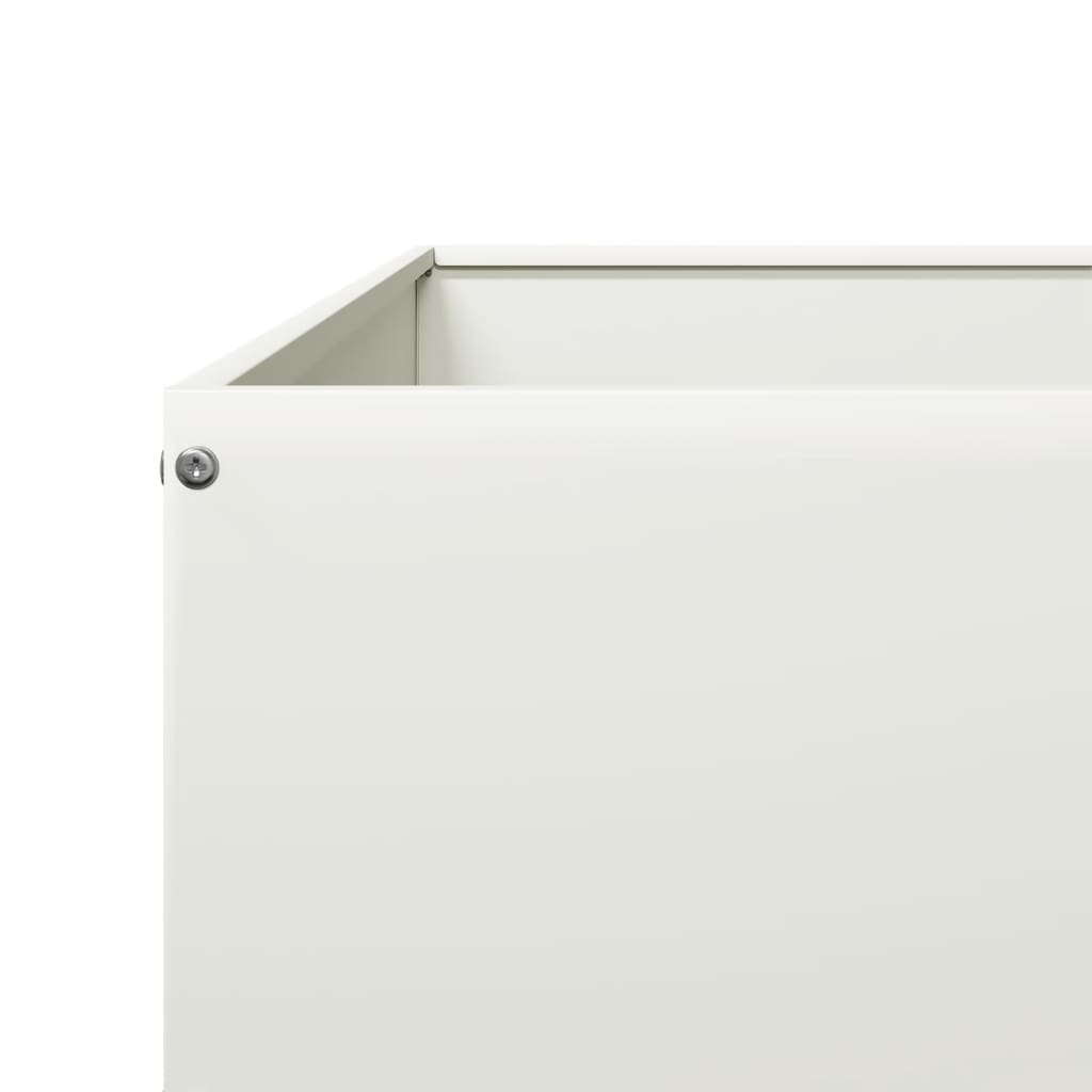 Ζαρντινιέρα Υπερυψωμένη Λευκό 100x100x26 εκ. Ατσάλι