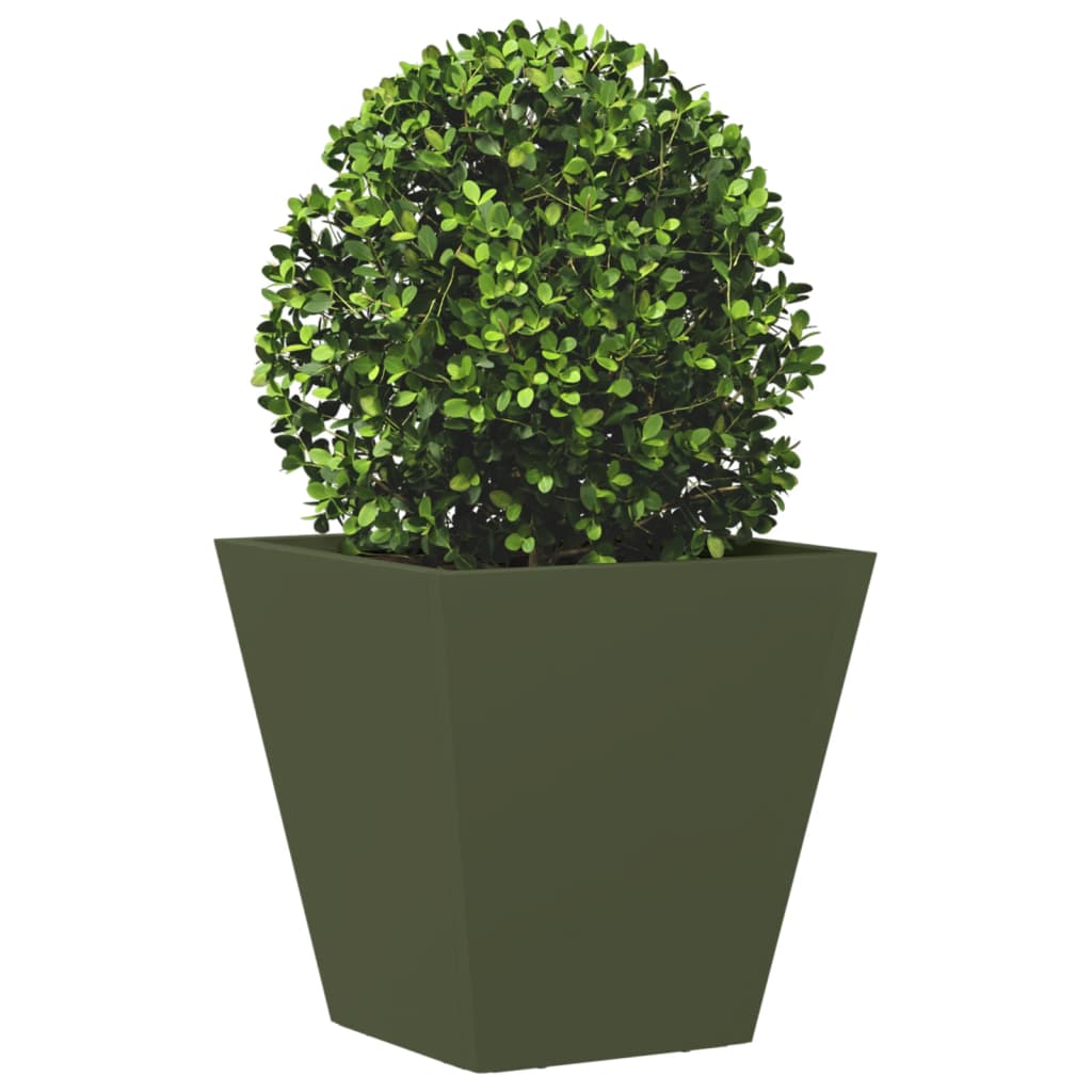 Ζαρντινιέρες Κήπου 2 τεμ. Λαδί 30x30x30 εκ. από Ατσάλι