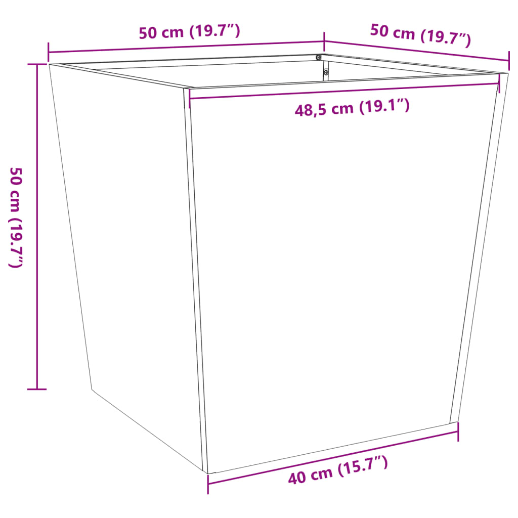 Ζαρντινιέρες Κήπου 2 τεμ. 50x50x50 εκ. από Ανοξείδωτο Ατσάλι