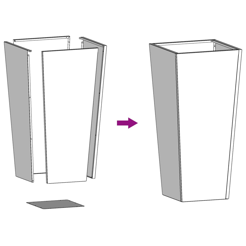 Ζαρντινιέρα Κήπου Μαύρη 35x35x75 εκ. από Ατσάλι