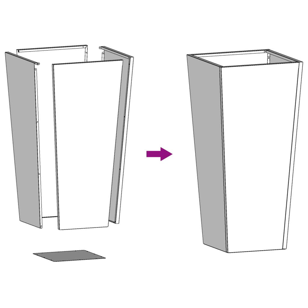 Ζαρντινιέρες Κήπου 2 τεμ. Ανθρακί 35x35x75 εκ. από Ατσάλι - Pakobazaar