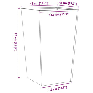 Ζαρντινιέρα Κήπου Μαύρη 45x45x75 εκ. από Ατσάλι