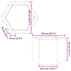 Ζαρντινιέρα Κήπου Εξάγωνη Μαύρη 69x60x45 εκ. Ατσάλι - Pakobazaar
