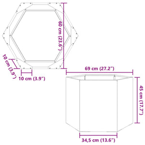 Ζαρντινιέρα Κήπου Εξάγωνη Λευκή 69x60x45 εκ. Ατσάλι