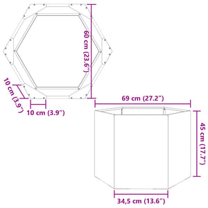 Ζαρντινιέρα Κήπου Εξάγωνη Ανθρακί 69x60x45 εκ. Ατσάλι - Pakobazaar